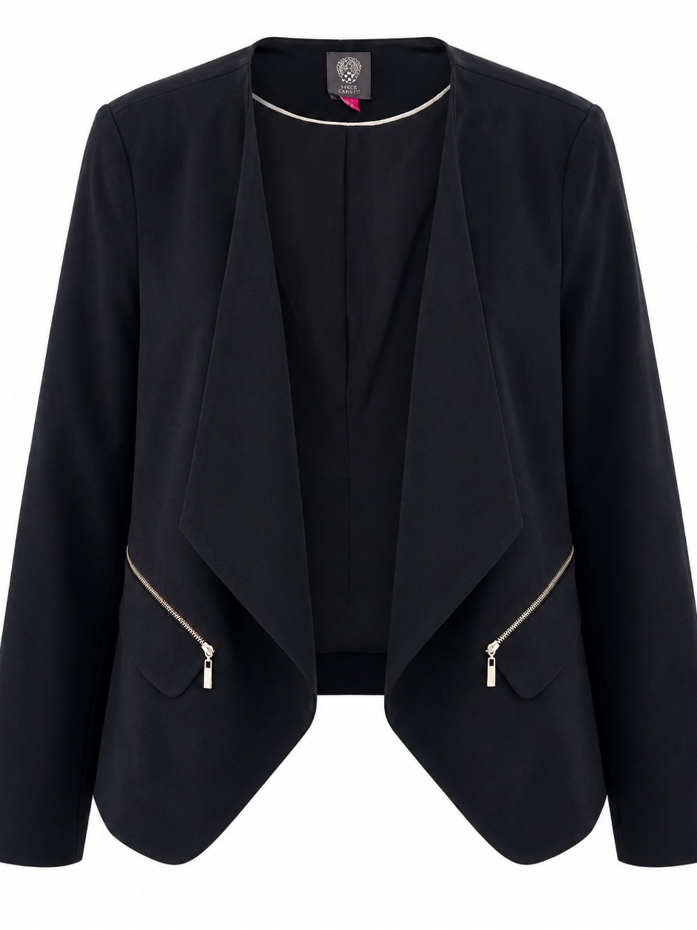 Vince Camuto Womens Black Zip Pocket Blazer Jacket Size 14 Polyester Viscose